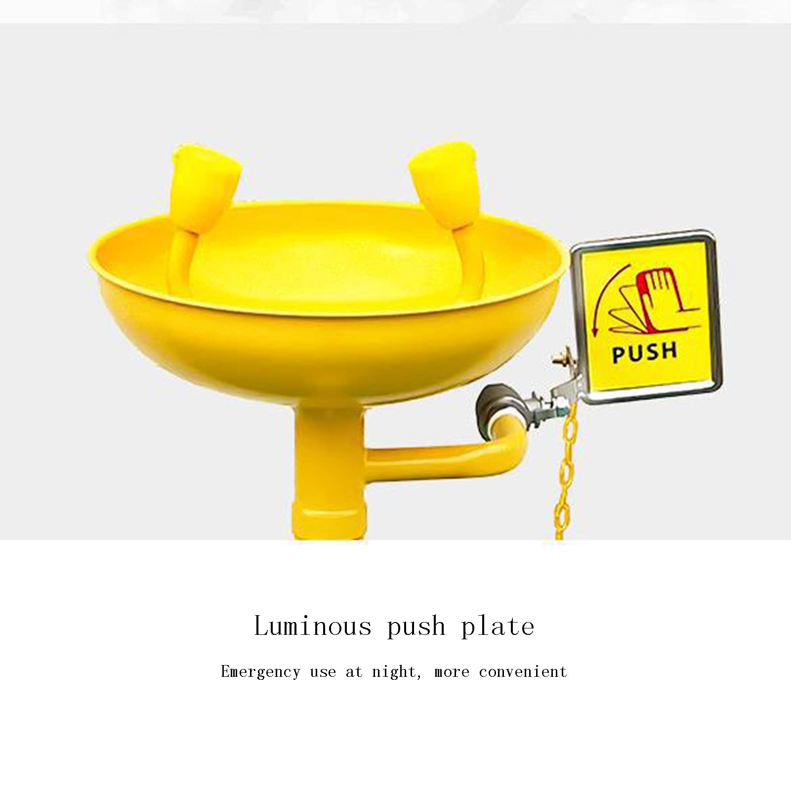 Station de Lavage oculaire d'urgence, Lave-Yeux Vertical en Acier Inoxydable 304 avec Panneau de poussée Manuel, lavabo à Double Commande (Main et Pied), pour Laboratoire, Argent,Silver