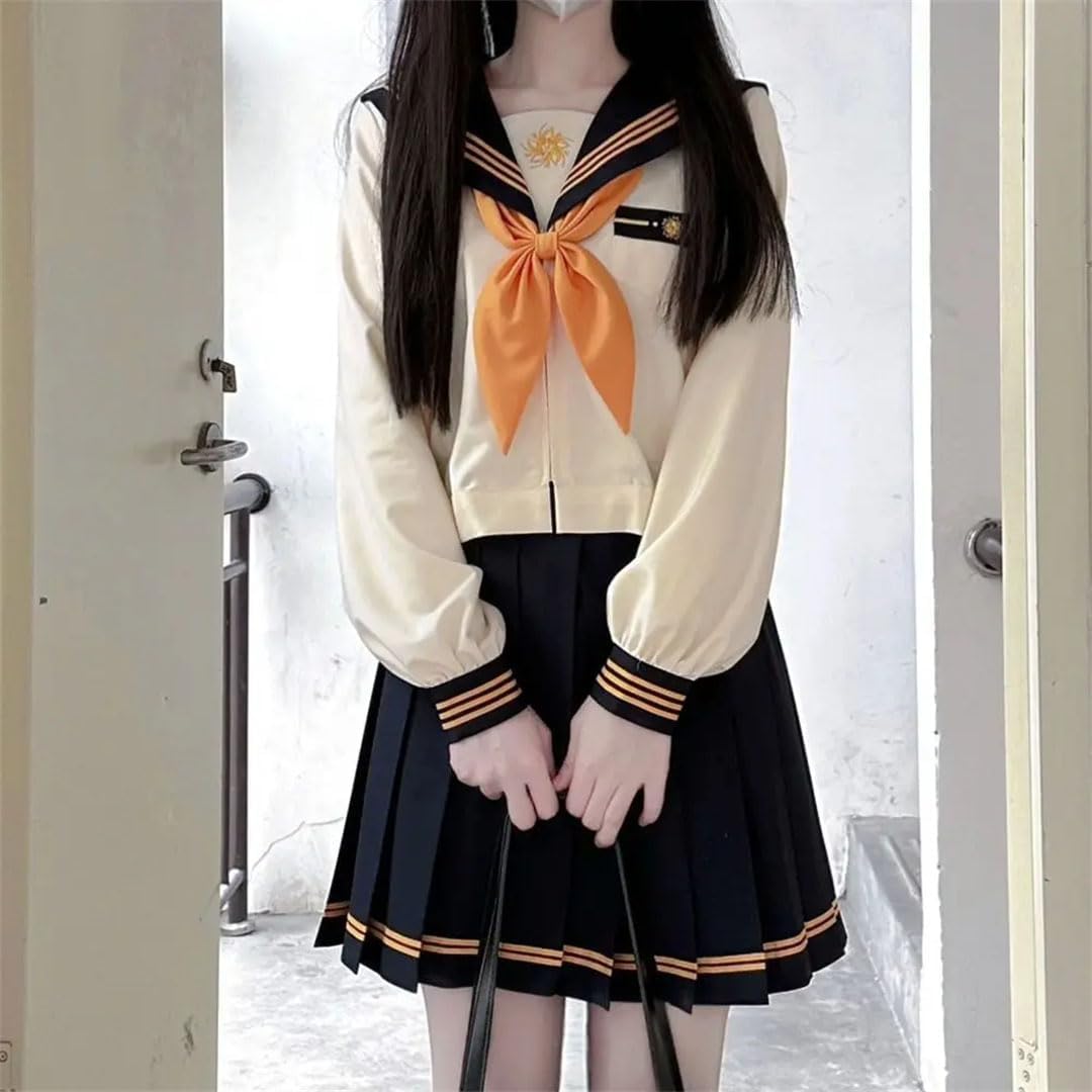 Uniform Black White Short/Long Sleeve Japanese Uniforms Pleated Skirt