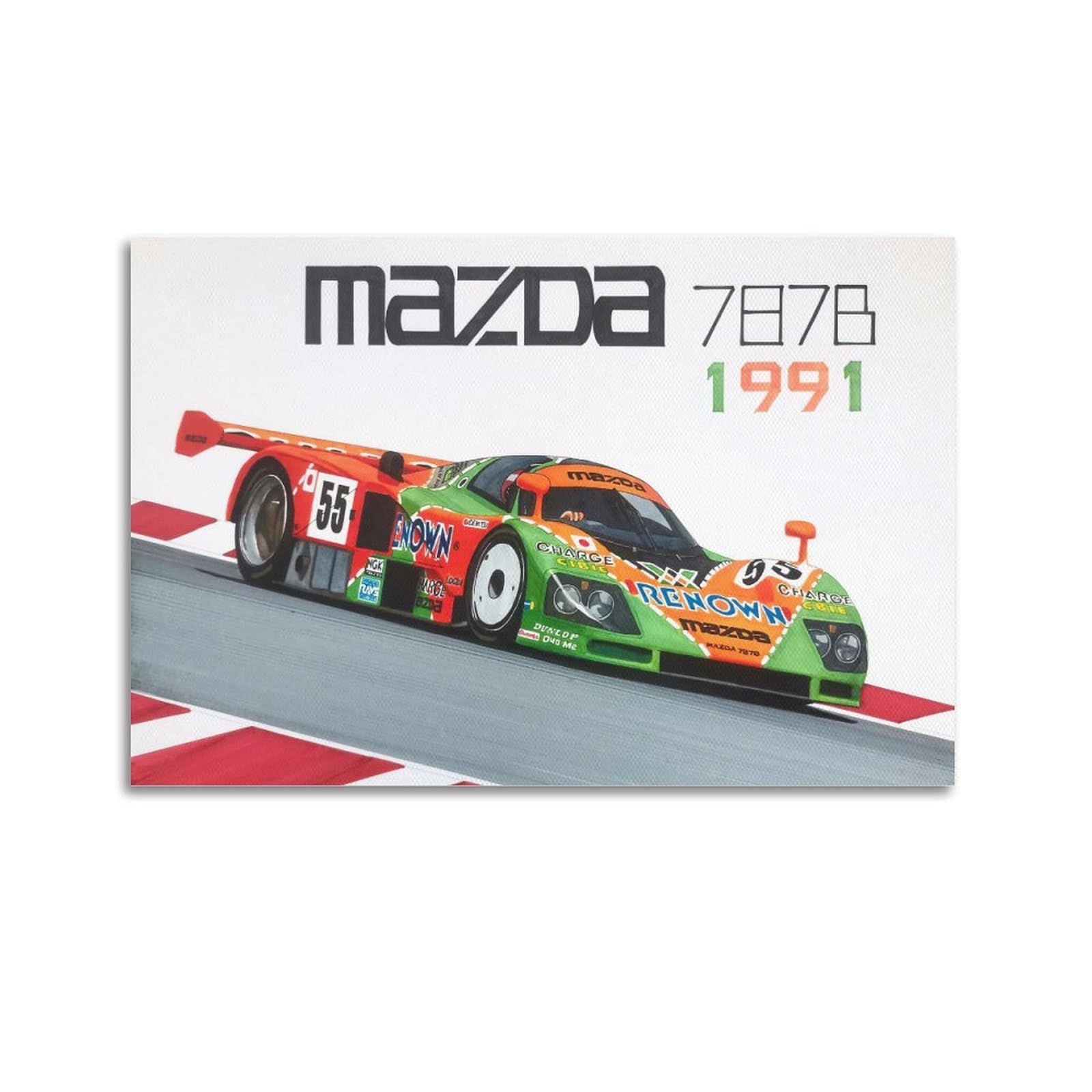 KYTIN 1991 Classic Racing Poster Compatible with Mazda 787B Sports Car Decorative Painting Canvas 16x24inch(40x60cm)