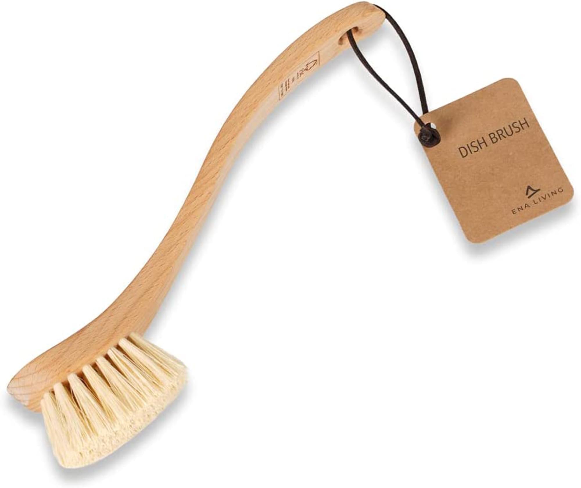 ENA Living Wooden Dish Brush (26x4 cm) | Sustainable FSC-certified Beechwood Dish Brush | Eco Labelled Dish Brush Made with Beechwood and Horse Hair | Long Lasting and Sturdy Wooden Dish Brush