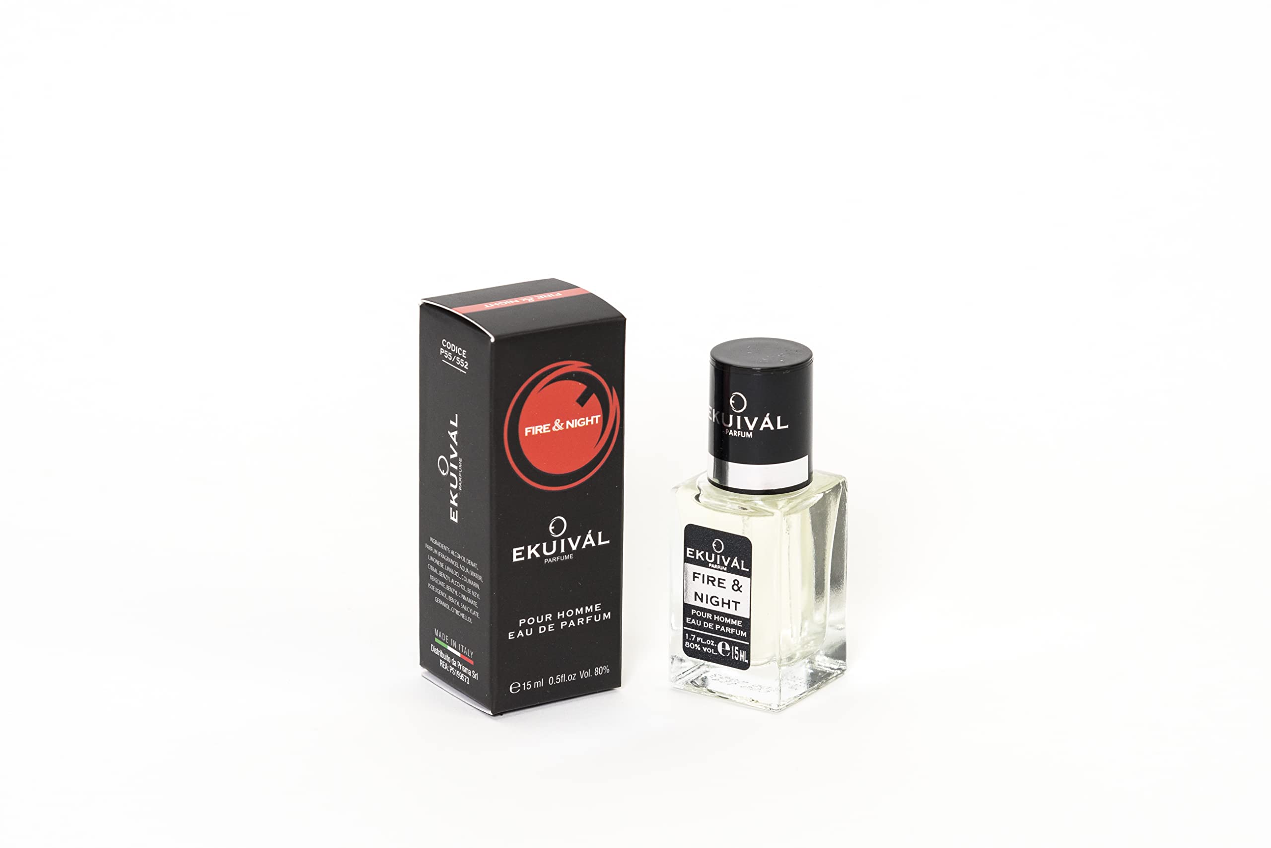 Ekuival Enjoy - Perfume de bolsillo para hombre 15 ml Fire & Night - 552 Eau de Parfum, inspirado en los Grandes Perfumes