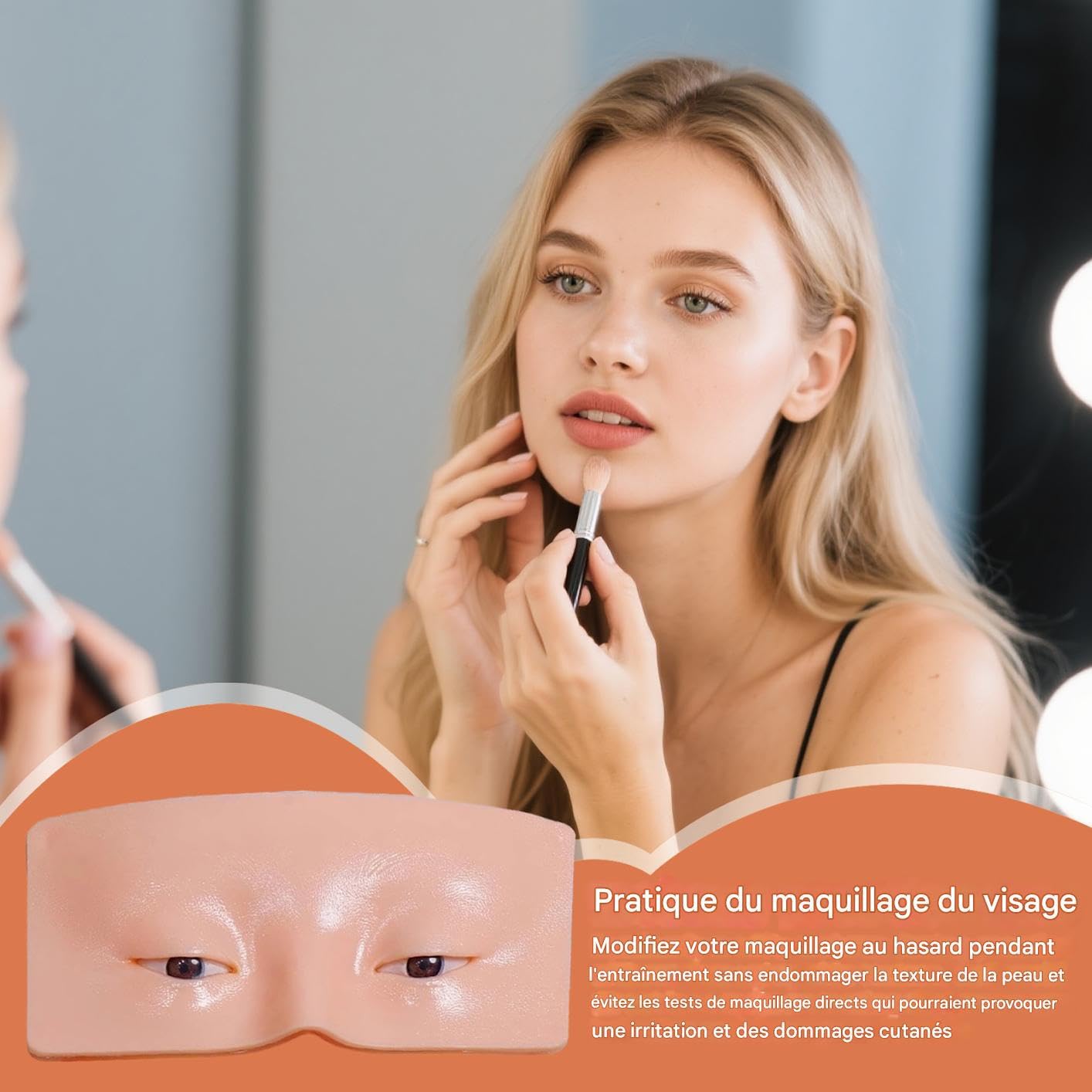 Générique Visage de Mannequin de Maquillage,Aide au Maquillage en Silicone Réutilisable - Planche d'Entraînement pour Yeux - pour Extensions De Cils Fard À Paupières Sourcils
