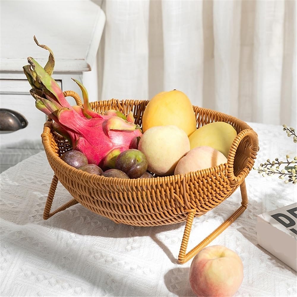 fruit stand Oval Woven Breads Serving Baskets, Rattan Fruit for Food Display, Vegetables Veg Basket