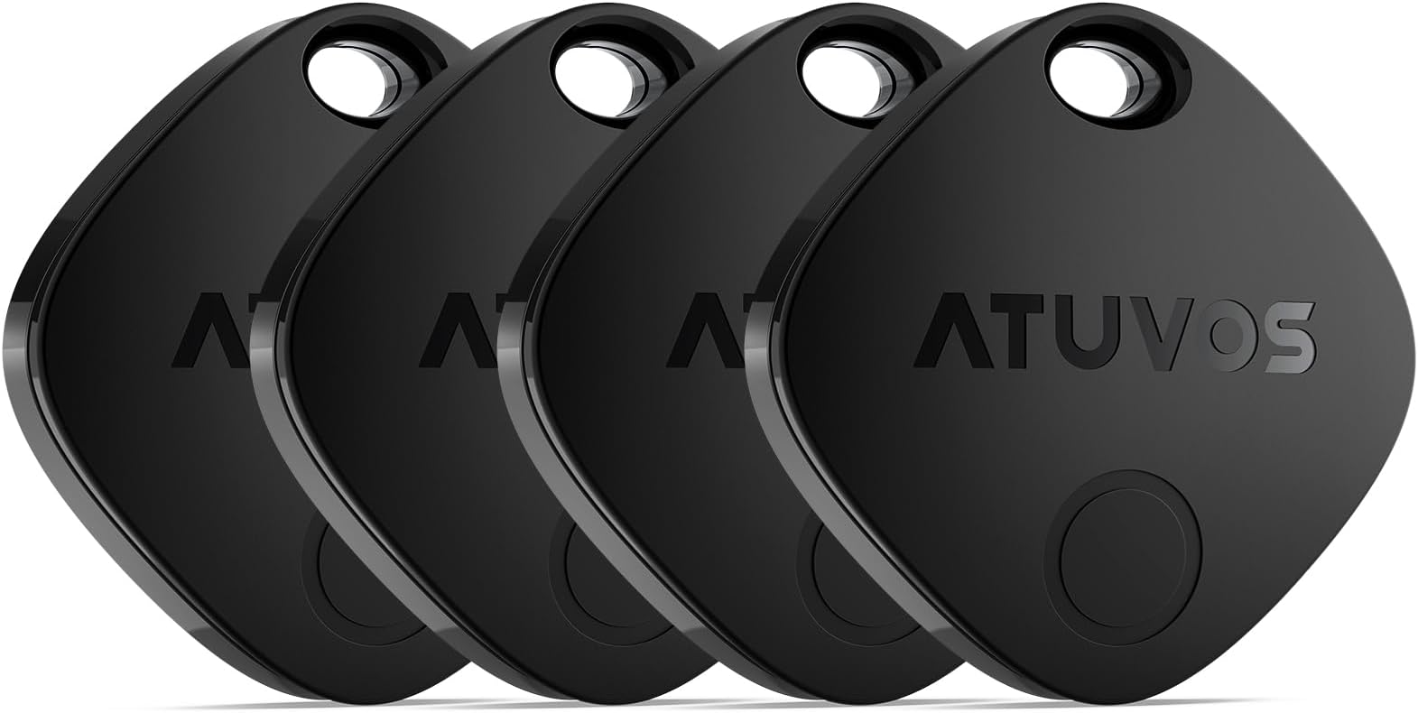 ATUVOS Air Tags - 4 Pack,Tracker Bluetooth Item Finder, Compatible with Apple Find My (iOS Only), Replaceable Battery, IP67 Waterproof, for Keys, Luggages, Suitcases, Bags, Black