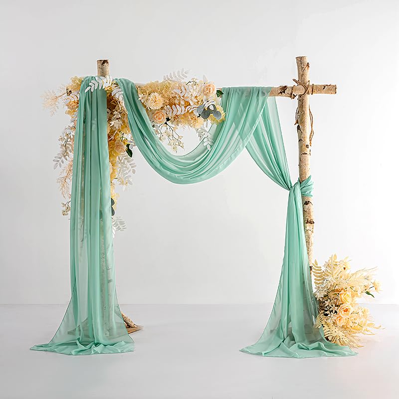 EBETA Cenefa de Boda Cortinas con cenefas, decoración a Mano alzada para Arco de Boda y Cortinas de Cama con Dosel de Arco de Ventanas Hechas de Tela de Gasa (Verde Menta, 70 x 600 cm)