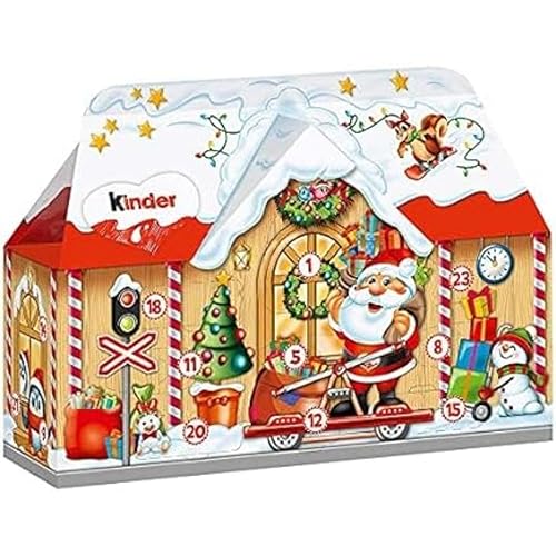 Kinder Dolce Casa - Calendario Avvento 2025, 24 Cioccolatini e Snack Assortiti Kinder, con Speciale Videomessaggio da Babbo Natale, Idea Regalo, Confezione da 234 gr