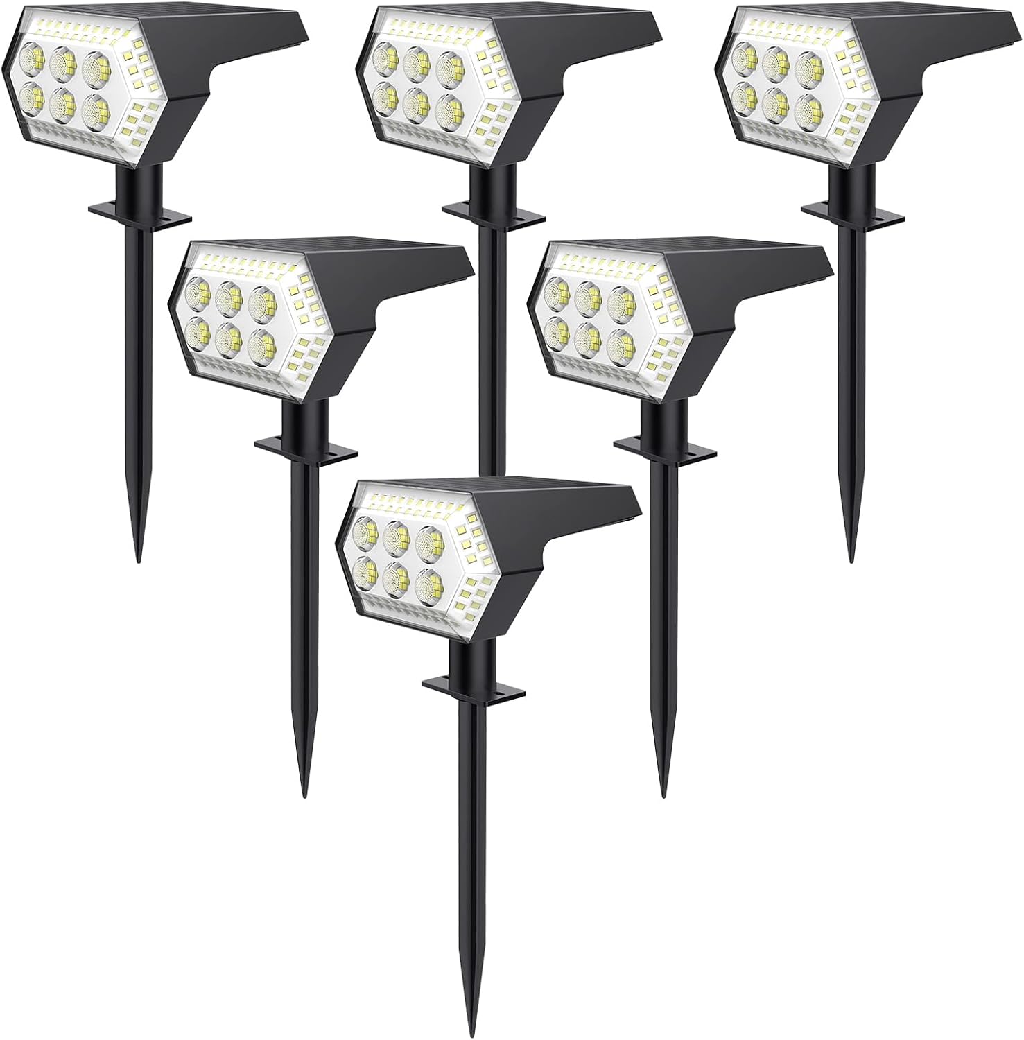 Solar Spot Lights Outdoor, IP65 Waterproof Landscape Lighting with 4 Bright Lighting Modes, 108 LEDs Solar Lights Outdoor Perfect for Driveway, Walkway, Garden Pathway, 6 Pcs