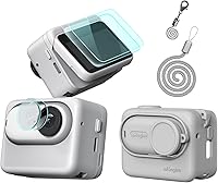 Vista 3 de Funda protectora de silicona, protector de pantalla y lente para Insta360 GO 3S (negro)