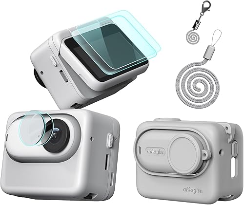 Funda protectora de silicona, protector de pantalla y lente para Insta360 GO 3S (gris)