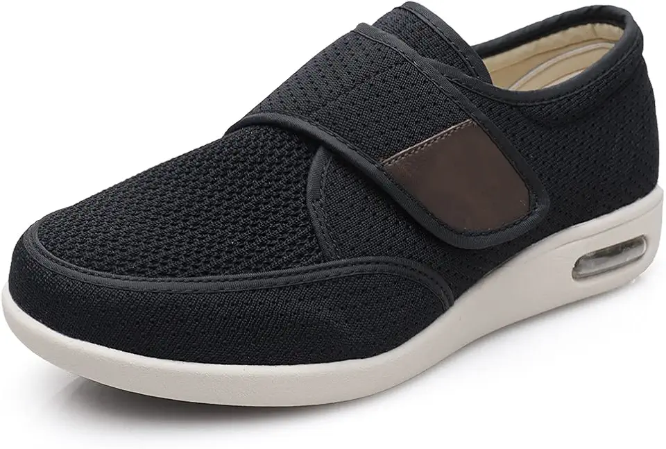 Men's Diabetic Elderly Large Size Plus Fertilizer Widening Adjustable Foot Swelling Non-Slip Double Insole Air Cushion Bottom Walking Shoes