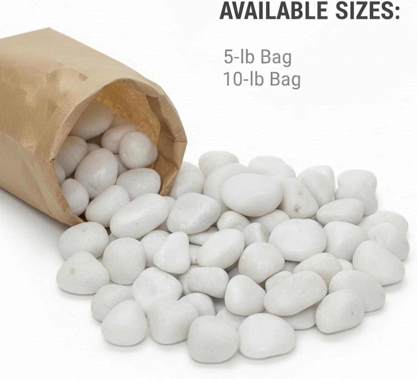 Midwest Hearth Decorative Polished White Stones, 1 to 2 Inch Natural River Pebbles, Vase Filler, Succulent, Fairy Garden, Flower Arrangement, Landscaping, Eco-Friendly, Non-Toxic, 10-lb Bag