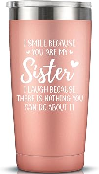 MASGALACC Sisters Gifts from Sister - Birthday Mothers Day Gift for Sisters Christmas Ideas Galentines Day Gifts, Sister Tumbler, 20oz Rose Gold