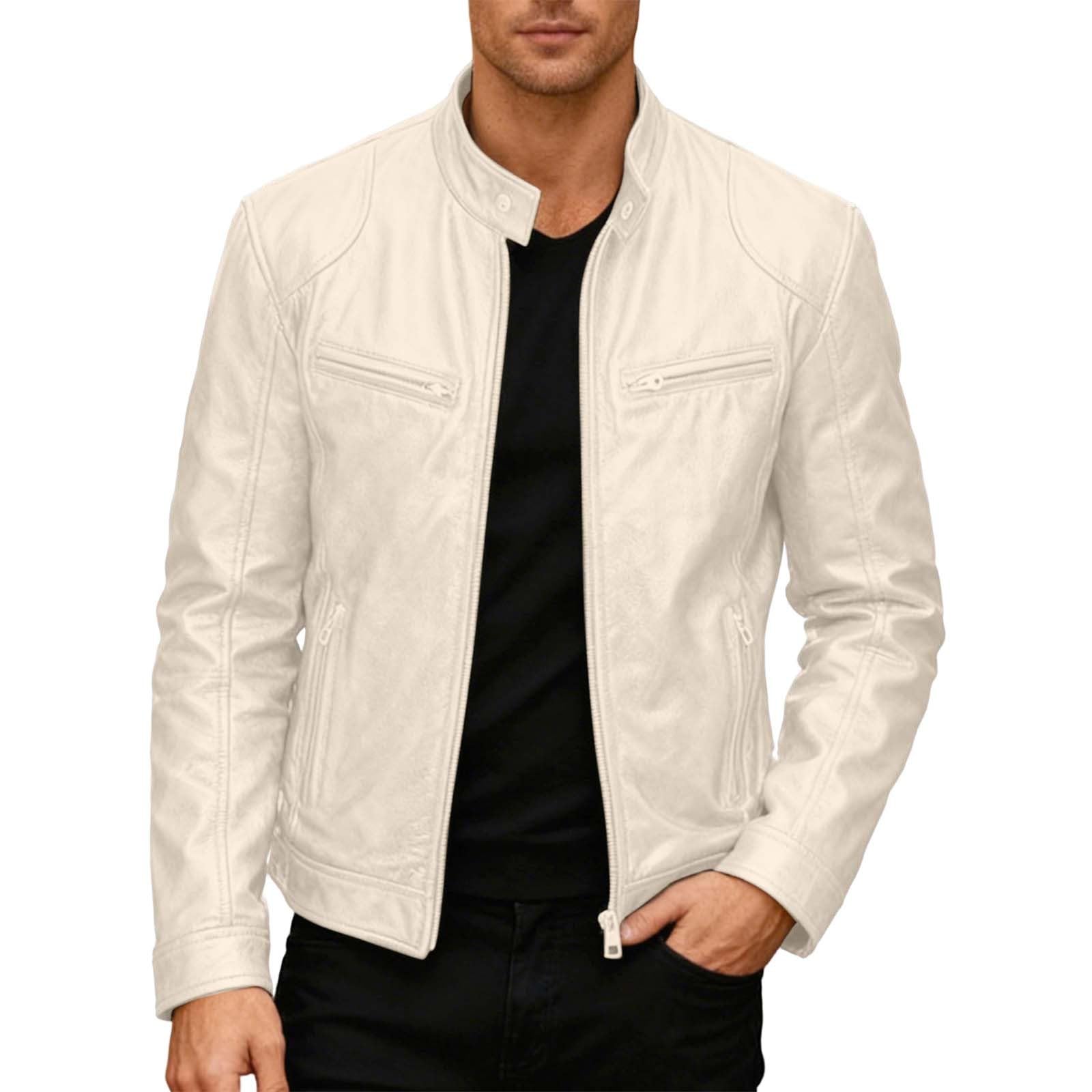Générique Men's Faux Leather Autumn 70s Streetwear Fashion Vintage