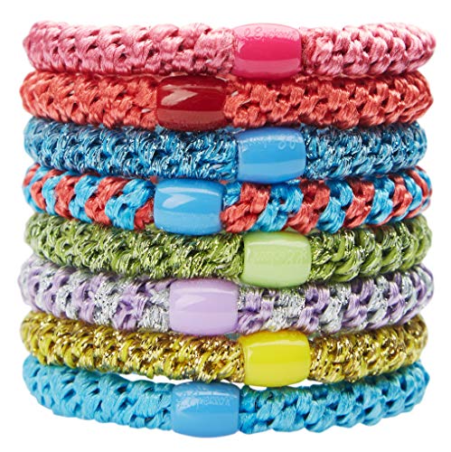 L. Erickson Grab & Go Ponytail Holders, Starburst, Set of Eight - Exceptionally Secure with Gentle Hold
