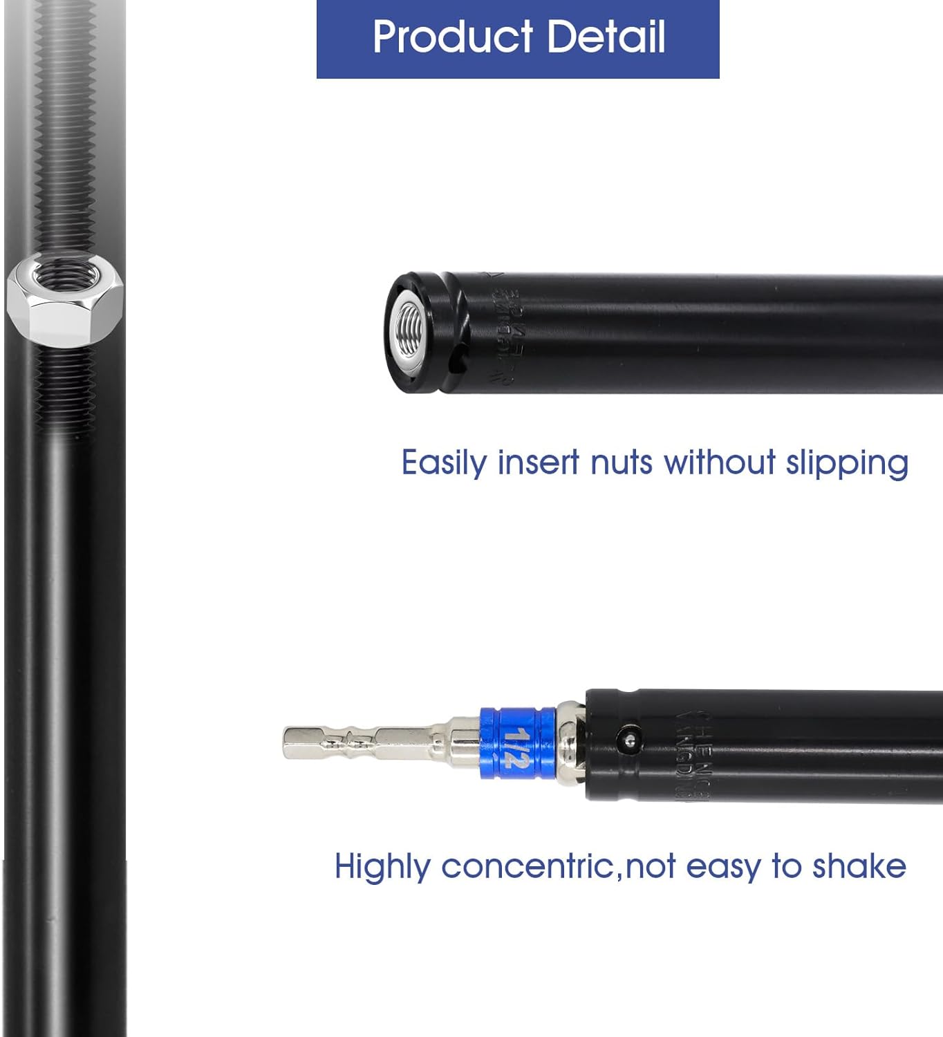 2 Pcs 9/16"(14mm) Power Nut Driver 6'' and 12'' Length, Nut Runner Hollow Socket with 1/4" Hex Shank, Fit Long Bolts and Ductwork