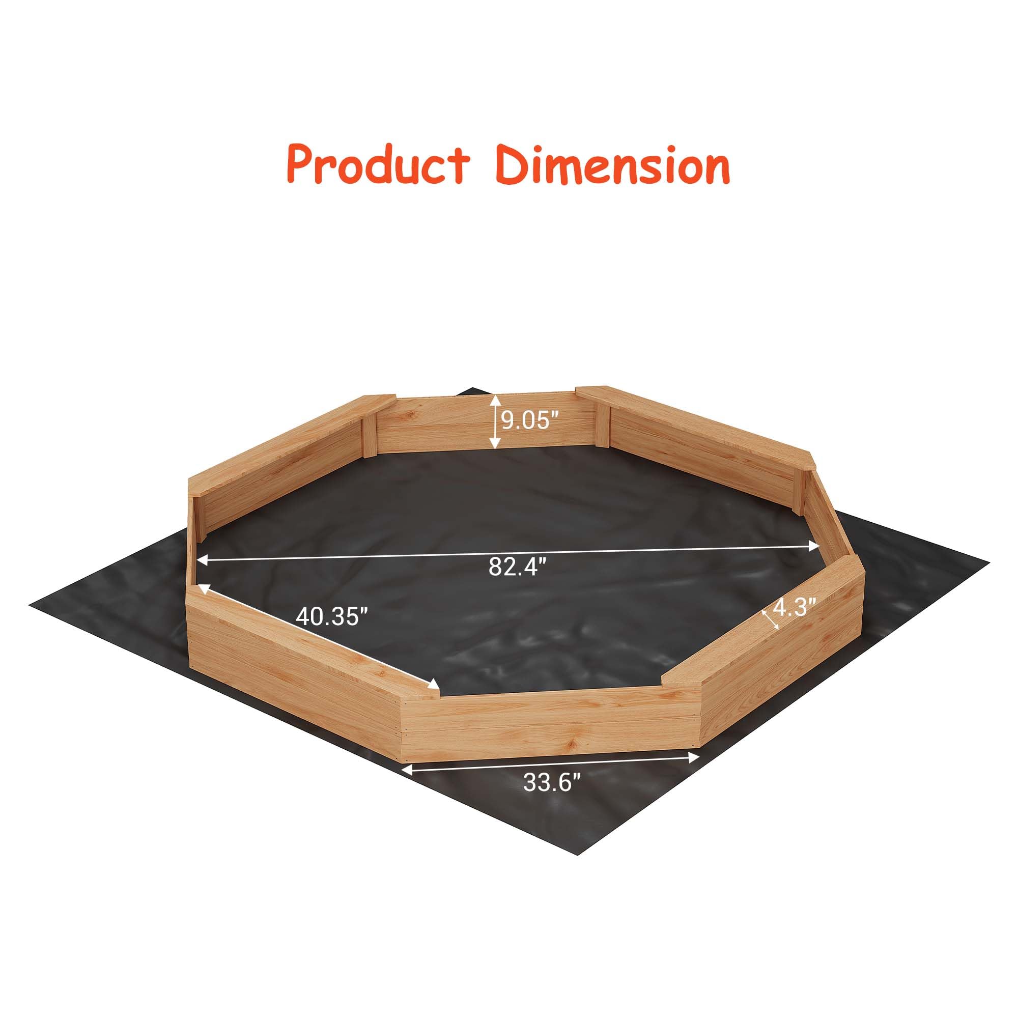 Wooden Sandbox with Cover, Large Octagonal Outdoor Sand Box with 4 Benches for Kids Ages 4-8, Spacious Outdoor Play Area Large Sandpit for Backyard Garden Beach