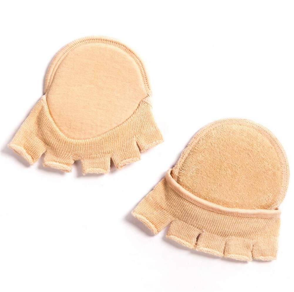 Open Five Toe Socks Pads, 1Pair Ladies Anti-slip Elastic Breathable Forefoot Toeless Socks Metatarsal Pads, Prevents Corn Callus Blisters Inhibit Bacteria Shock Absorption for Various Shoes (Skin)