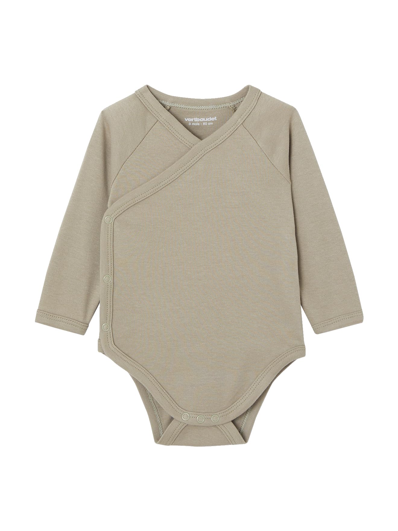 VERTBAUDET Lot de 7 bodies en coton Bio manches longues ouverture naissance BASICS multicolore 1M(54CM)