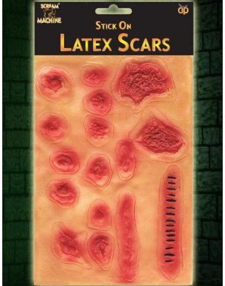 SHATCHI 16 Latex Scary 3D Stick On Sticky Fake Body Cuts Scars Wounds