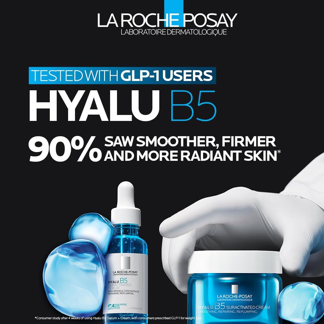 La Roche Posay Anti-Falten-Serum, Für normale bis empfindliche Haut, Regenerierend und Aufpolsternd, Mit Vitamin B5, Madecassosiden und Hyaluron, Hyalu B5, 50 ml