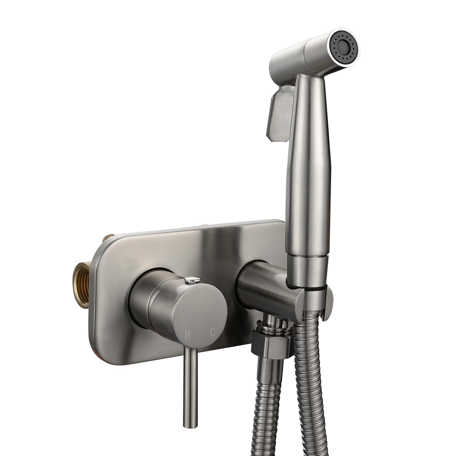 Kit de bidé portátil de acero inoxidable montado en la pared para higiene íntima, fácil instalación, presión de agua ajustable, ideal para la comodidad del baño WS024F9