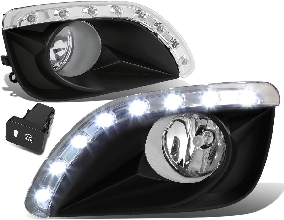 Auto Dynasty Fog Lights Assembly Compatible with 2010-2011 Camry Front Bumper Driving Fog Lamps w/Switch, Driver and Passenger Side, Clear Lens