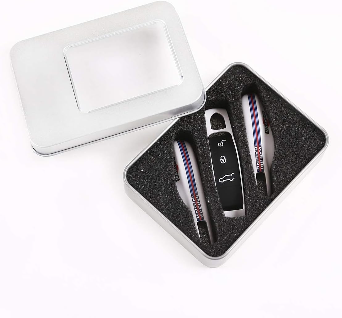 Car Key Case Keyshell Covers for Porsche Panamera,Cayenne,Macan,Boxster,Cayman,718,911 (Martini, Style A) - Image 5