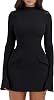 YMDUCH Women's Long Sleeve Mock Turtle Neck Bodycon Mini Tank Short Party Dress