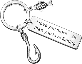 QMVMV I Love You More Than You Love Fishing Keyring Gifts for Boyfriend Husband Christmas Birthday Anniversary Keyring Gifts for Him Valentines Day Gifts for Him Fiance