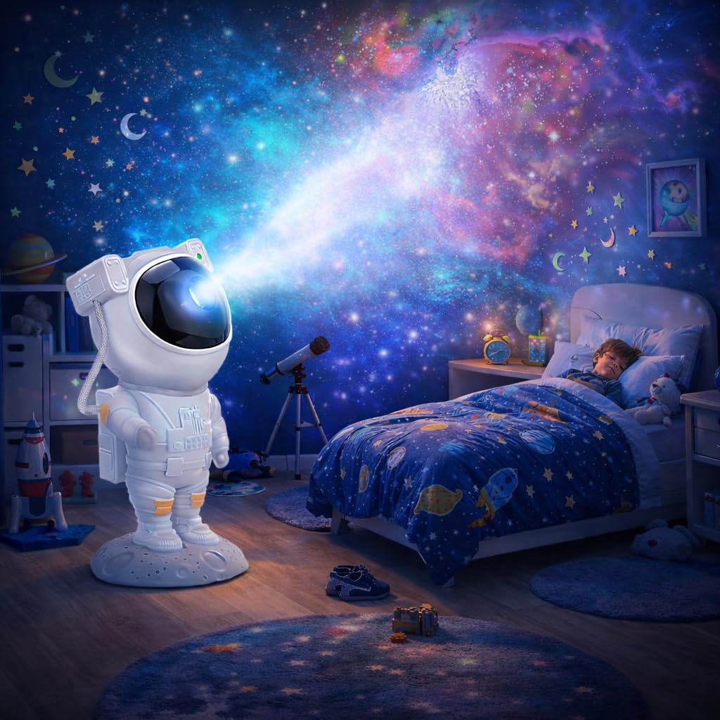 Desidiya® Astronaut Light Projector – 360° Galaxy Star Projector with Timer & Remote Control, Ideal for Bedroom Ceiling, Home Decor, and Parties (Corded Electric)