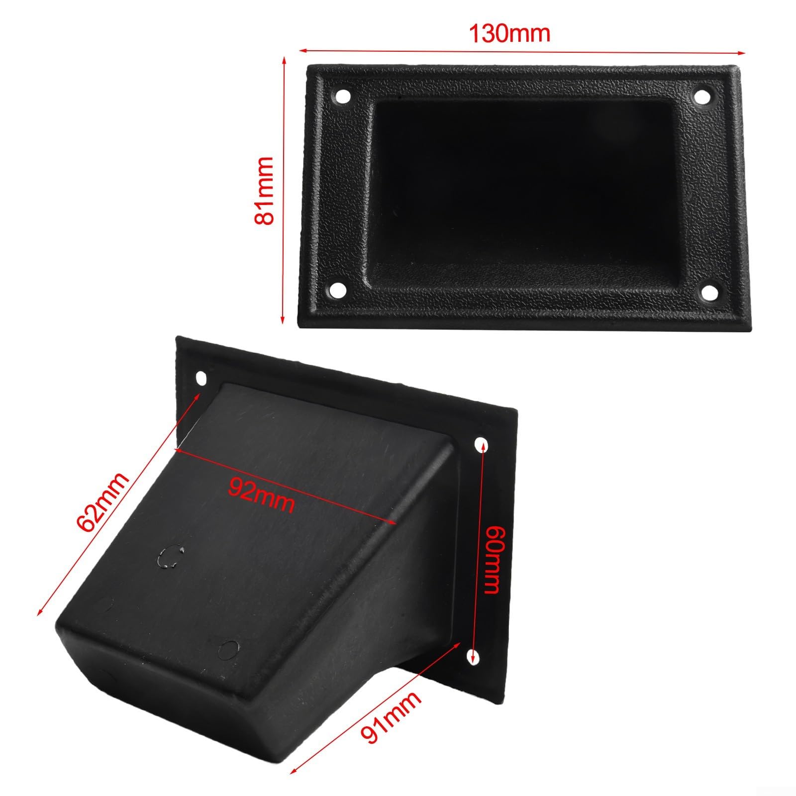 PS12981 Lot de 2 poignées de haut-parleur portables avec design encastré en plastique pour faciliter le transport et le montage sécurisé