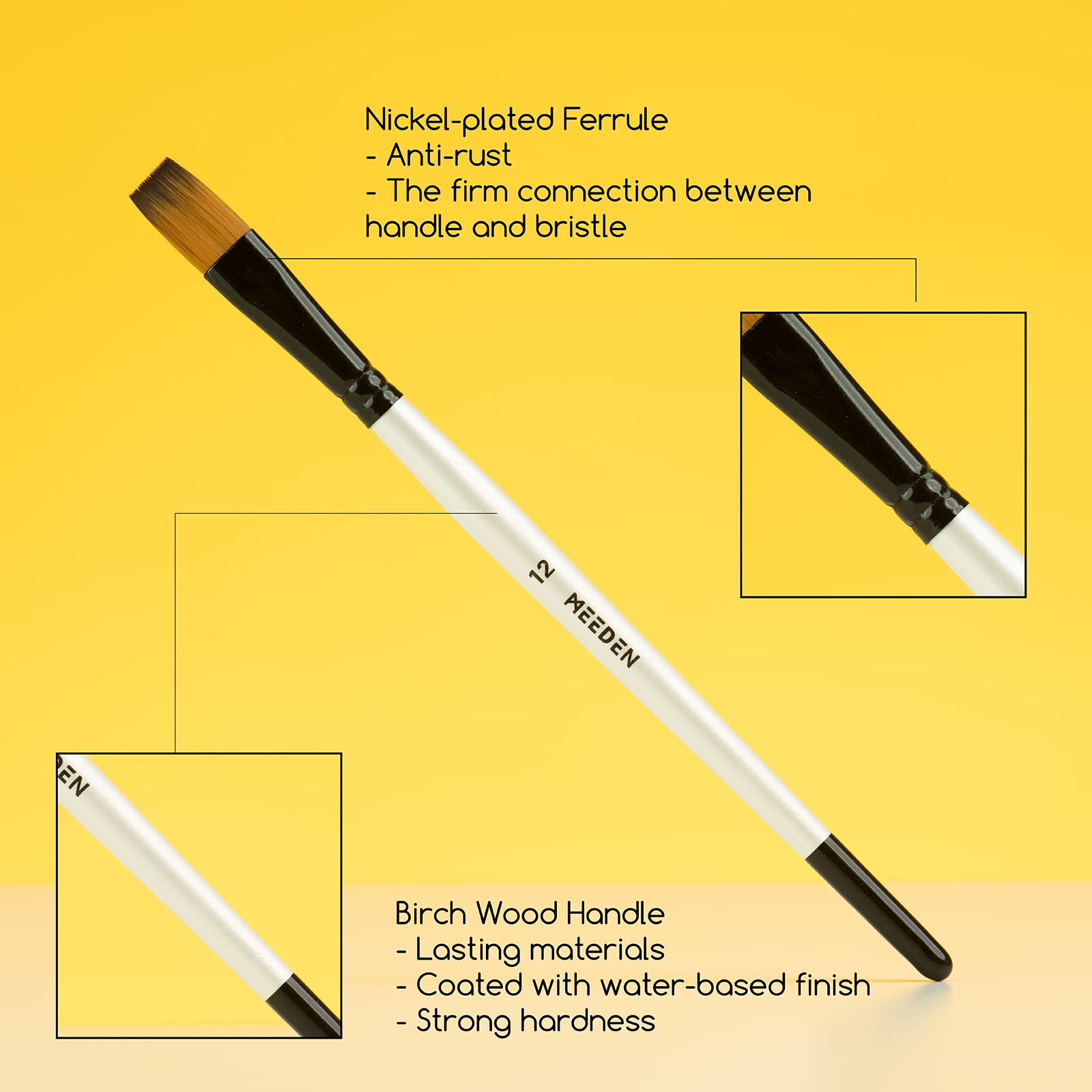 MEEDEN Set Pennelli Acrilici 12 Pezzi – Pittura Acrilica, Gouache E Acquerello, Setole In Nylon - 2