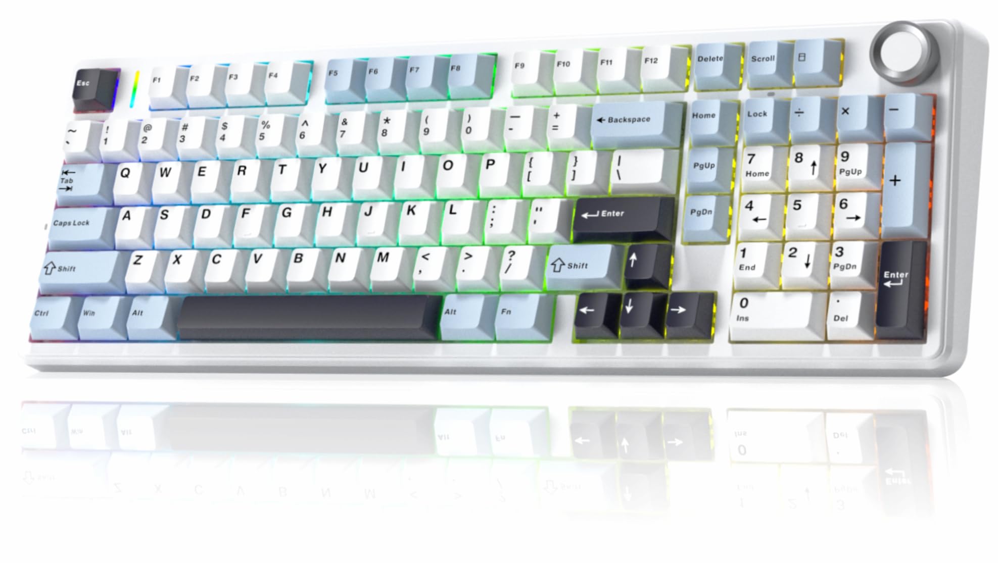 AULA F99（緑・白）黒モデル 96% Gasket-Mounted Triple-Mode Mechanical Keyboard with Knob