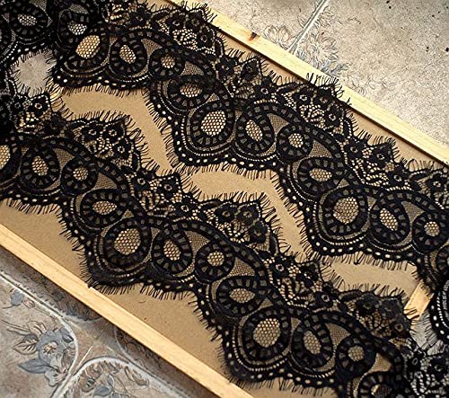 dekoracja koronkowa, Taśma wykończeniowa z koronki nylonowej, wielokolorowa, 6 metrów, 14 cm(Black)