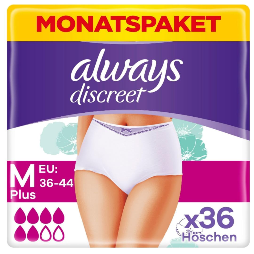 Discreet Damenbinden Pads Inkontinenz-Höschen Plus Gr. M 4 X 9 STÜCK x 5 Packungen