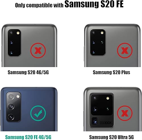 Miniatura 7 de Nvollnoe Funda para Samsung S20 FE con tarjetero de doble capa protectora resistente para Galaxy S20 FE, ranura para tarjetas oculta, funda delgada