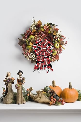 Miniatura 3 de 2 lazos de fútbol americano para corona, tiras rojas y negras, lazos de arpillera de fútbol americano, lazos de tela deportiva para Super Bowl