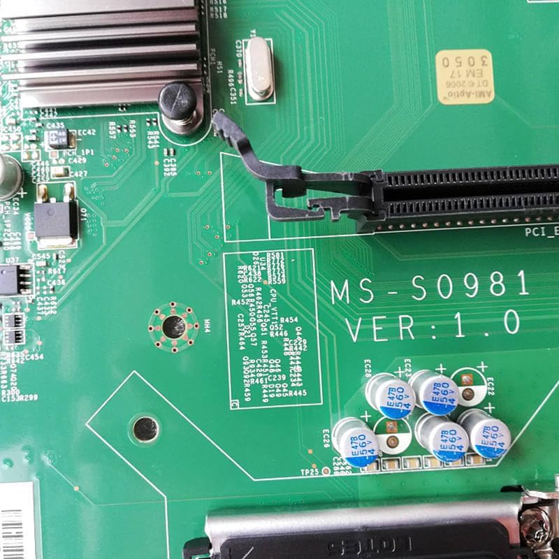 Close-up view of the MS-S0981 version marking and capacitors