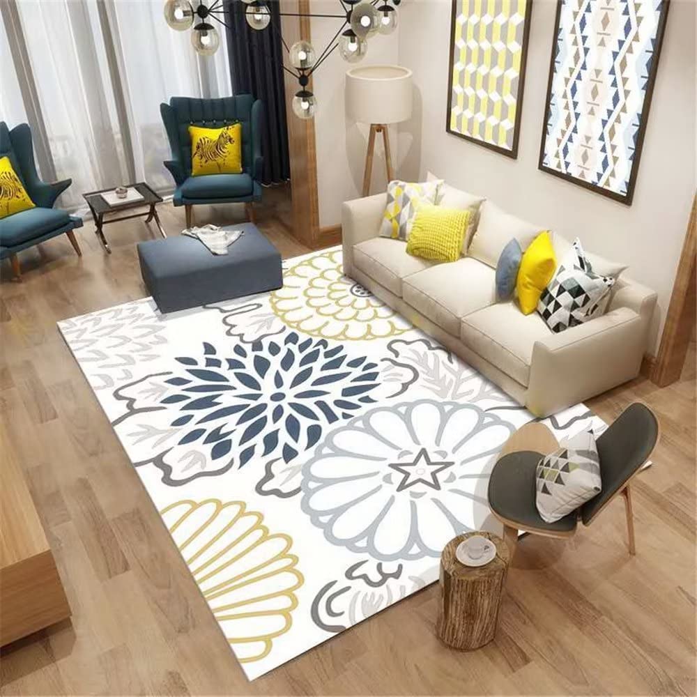 Tapis de salon gris abstrait 80x160 cm minimaliste et doux