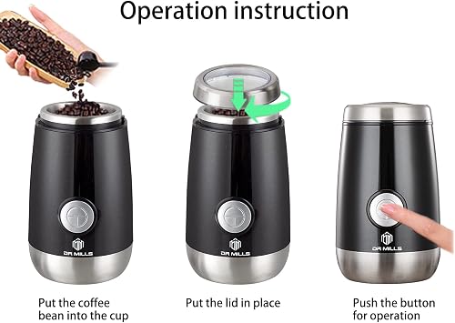 DR MILLS DM-7445 Coffee Grinder Electric,Spice and Herb Grinder, Blade & Cup Made with SUS304 Stainless Steel Food Grinders Electric