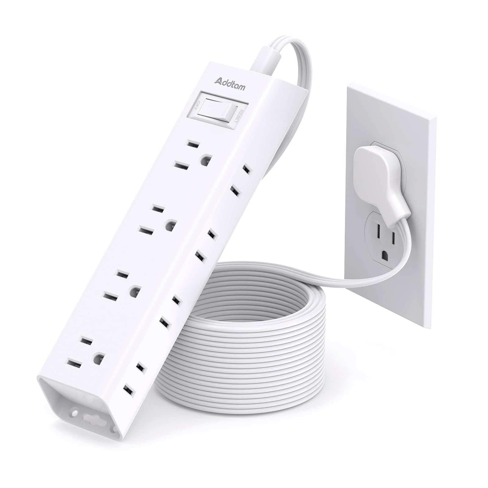 Photo 1 of 15FT Extension Cord - Surge Protector Power Strip, Addtam 12 Widely Multiple Outlets 3 Sides Outlet Extender, 900J, Wall Mount, Extra Long Flat Power Strip for Home Office College Dorm Room Essentials
