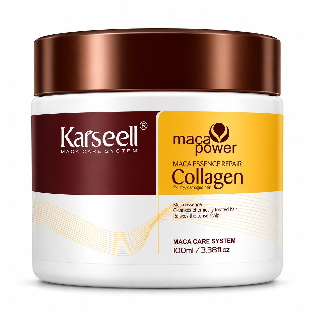 Karseell MACA CARE SYSTEM Maschera Capelli Professionale Collagene Argan Cocco Karité Nutriente Idratante Riparatrice Anticrespo Capelli Secchi Danneggiati Crespi Senza Solfati Formato Viaggio 100ml