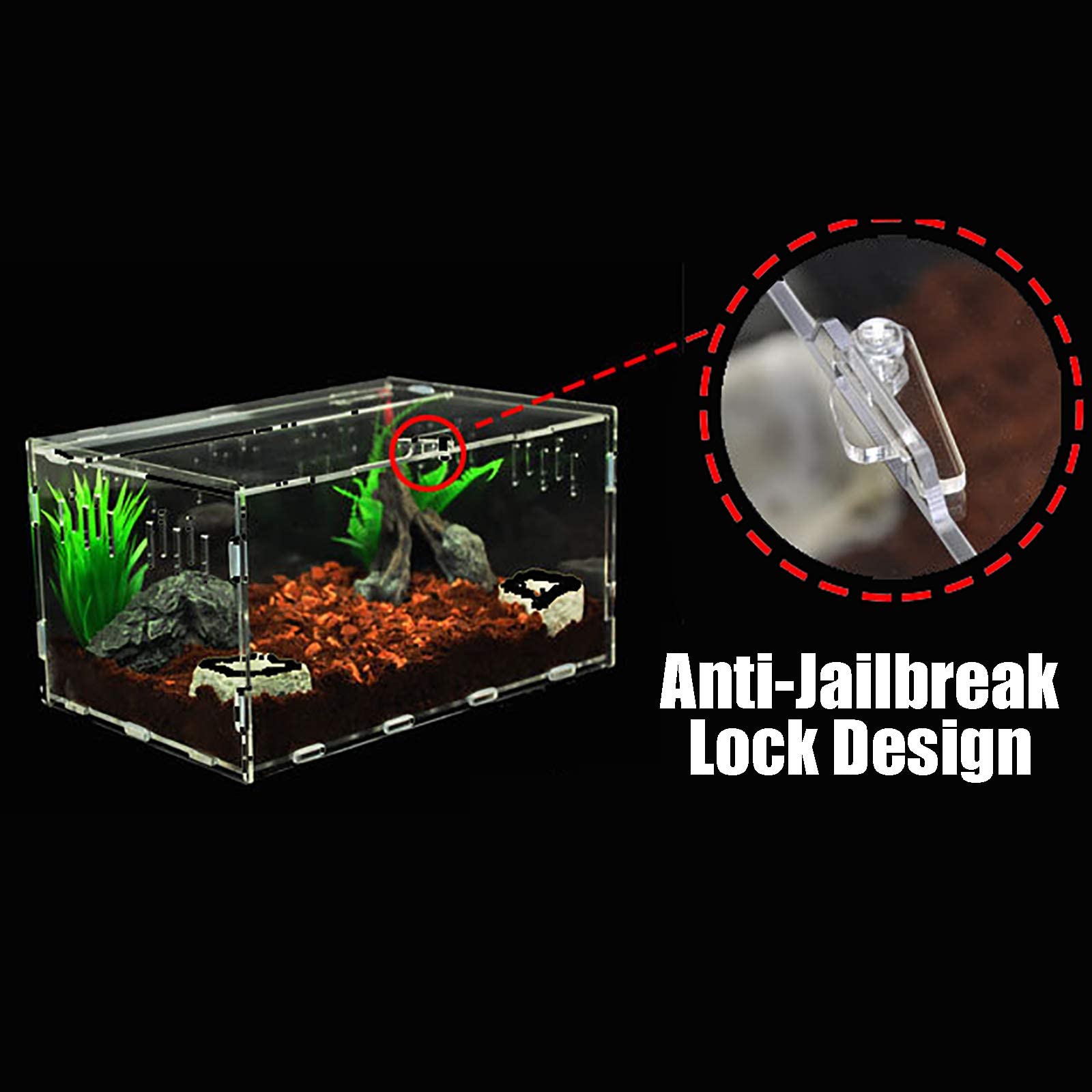 Terrario In Acrilico Keweni Per Insetti E Rettili - 20x12x12 Cm, Design Anti-Fuga - Foto 7