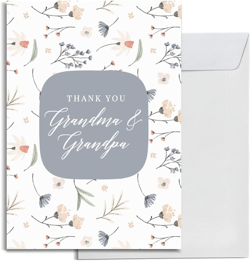 INKOLOGIE Jumbo Birthday Wishes Greeting Card Gift with Envelope, Thank You Grandma & Grandpa Card with Big Blank Space to Write Message from Whole Family, A4 8.25 x 11.75-inch, 1-Pack