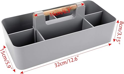 Miniatura 7 de BTSKY Organizador de almacenamiento portátil de plástico apilable, organizador de almacenamiento dividido para manualidades con mango de madera para