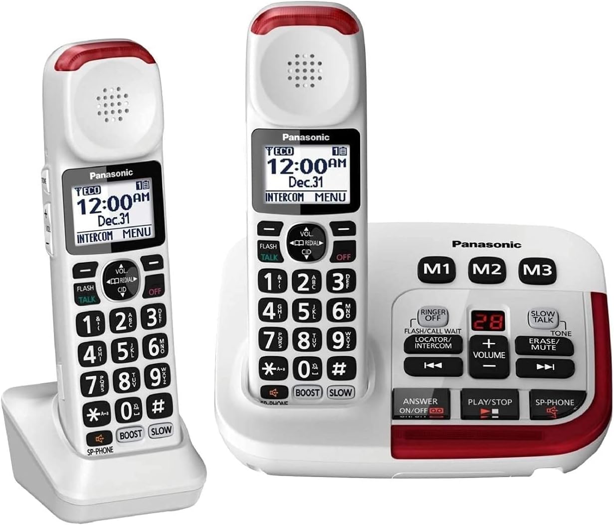 KX-TGM420W + (1) KX-TGMA44W Amplified Cordless Phone with Digital Answering Machine and Voice Volume Booster upto 40 dB (2 Handsets)