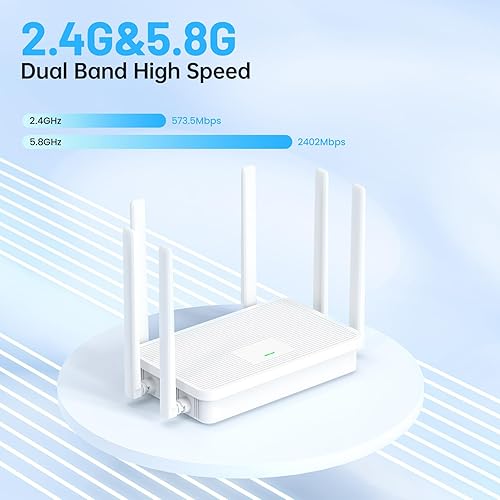 Miniatura 2 de UeeVii WR3000K WiFi6 AX3000 Router WiFi, doble banda 6 antenas router inalámbrico, adecuado para puente inalámbrico y AP, WPS y malla de un solo