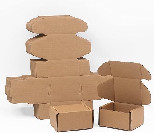 Cajas de envío extra pequeñas de 3.1 x 1.5 x 2.5 pulgadas, cajas de cartón corrugado kraft marrón, reciclables y resistentes al aplastamiento