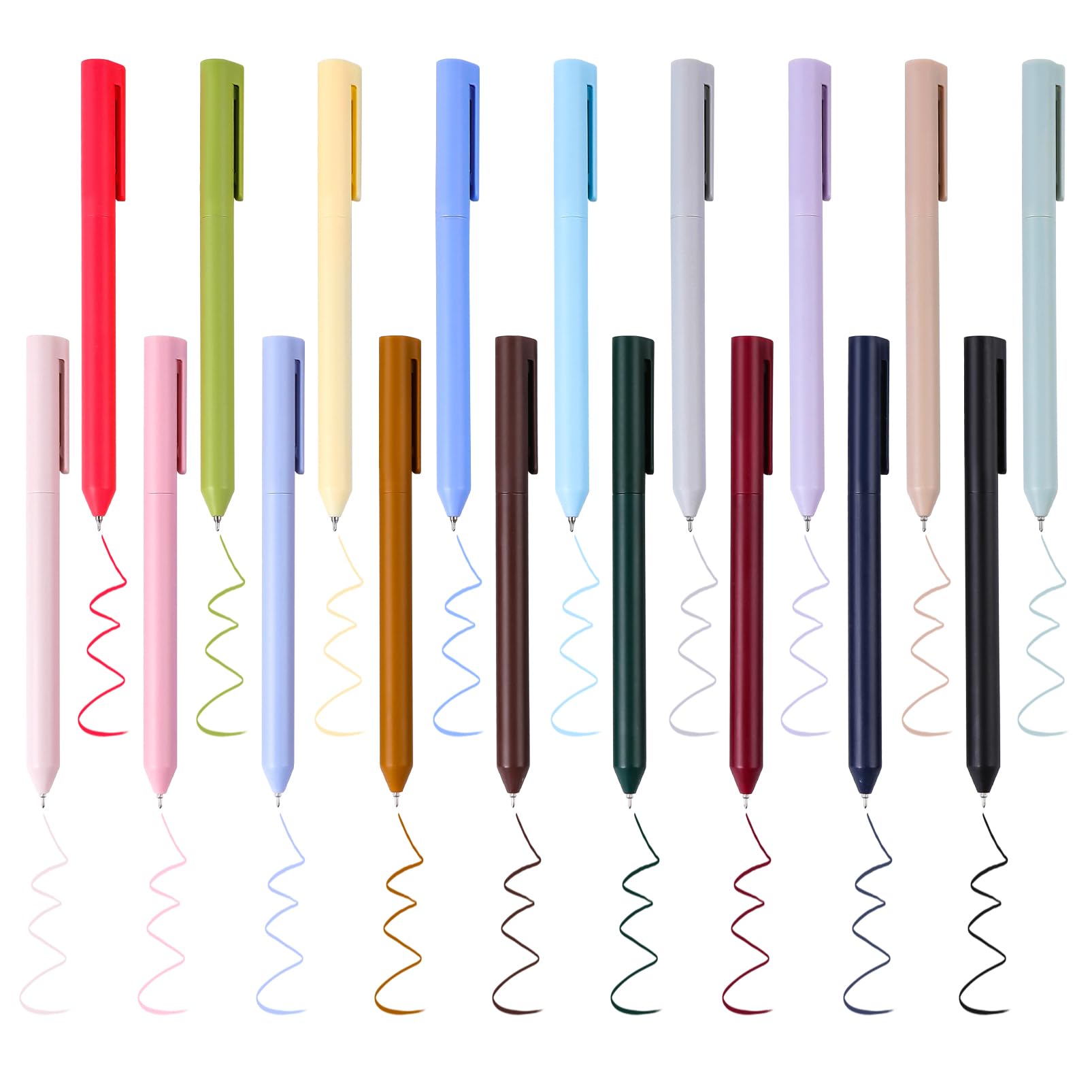 RIANCY colored gel pens, 18 pack coloring pastel gel pen 0.5mm retractable fine point pens smooth writting ink pen for school office students stationery supplies