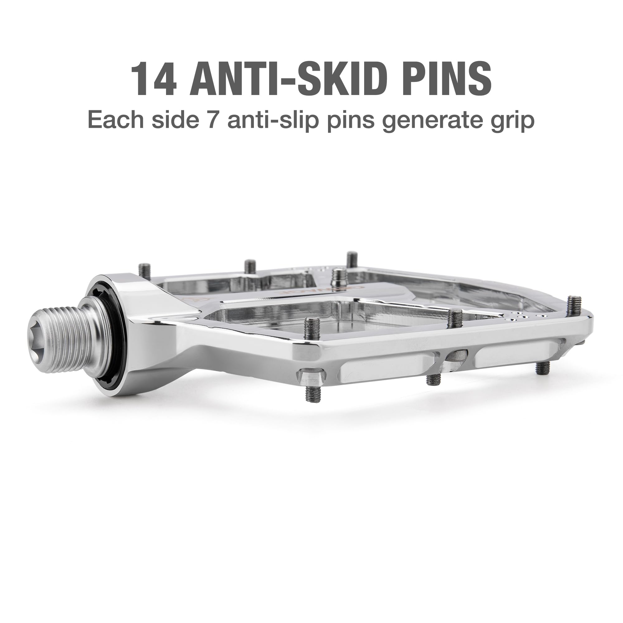 GEWAGE MTB Pedale Profi – CNC Aluminium, 3-Fach-Lagersystem mit großem Kugellager + Nadellager, 9/16″ Chromoly, ultraflaches Monoblock Design, 14 Pins, kompakt